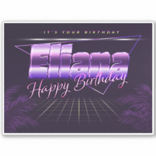 Eliana Name Vorname lila retro Sticker Geburtstag