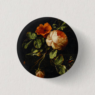 Elias van den Broeck, Still Life with Roses 3 Cm Round Badge