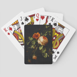 Elias van den Broeck, Still Life with Roses Playing Cards