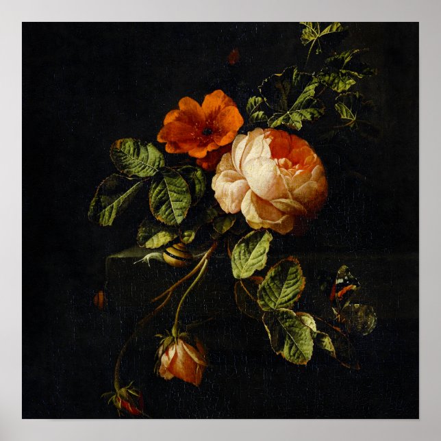 Elias van den Broeck, Still Life with Roses Poster (Front)