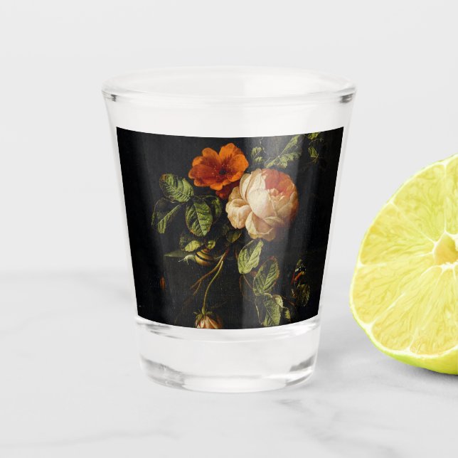Elias van den Broeck, Still Life with Roses Shot Glass (Front)