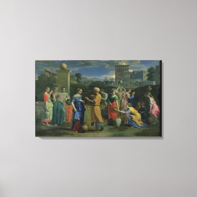 Eliezer and Rebecca at the Well, 1648 (oil on canv Canvas Print (Front)