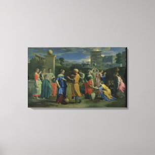 Eliezer and Rebecca at the Well, 1648 (oil on canv Canvas Print