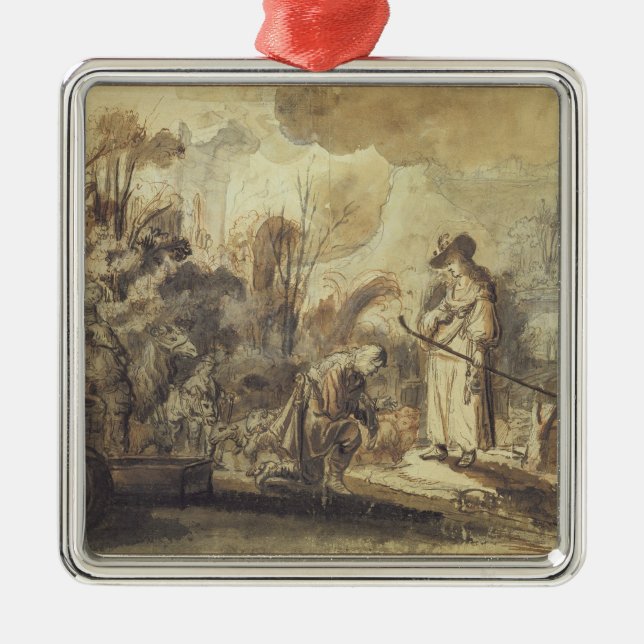 Eliezer and Rebecca at the Well Metal Tree Decoration (Front)