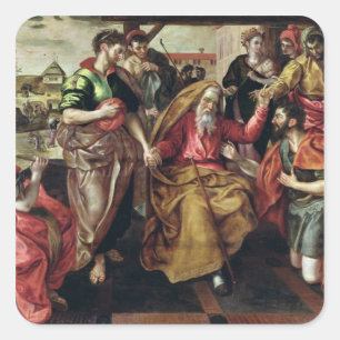 Eliezer Asking for Rebecca to Marry Isaac, 1562 Square Sticker