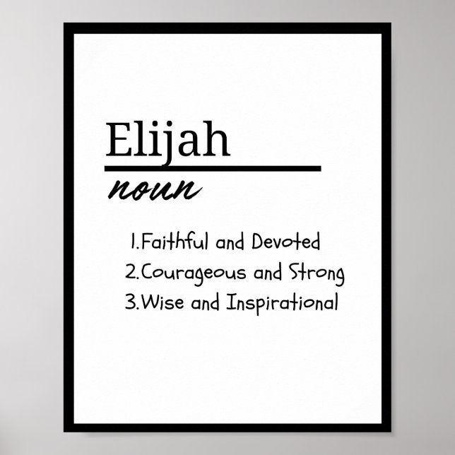 Elijah, Boy Personalised Name Definition Poster (Front)