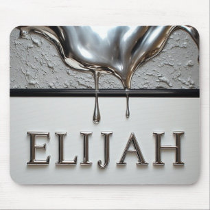 Elijah Chrome Nameplate With Liquid Metal Drips Mouse Mat