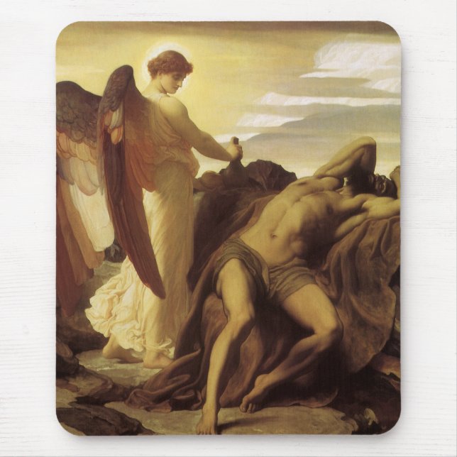 Elijah in Wilderness by Lord Frederic Leighton Mouse Mat (Front)