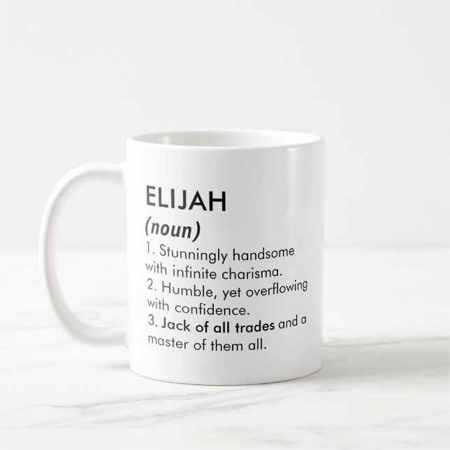 Elijah name, Editable name, Custom name Coffee Mug (Left)