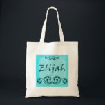 Elijah Ornamental Bag<br><div class="desc">Personalised with the name Elijah on a blue background with scroll work.</div>