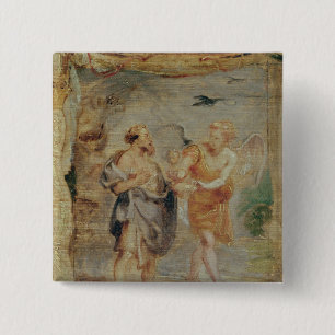 Elijah Receiving Bread and Water from an Angel 15 Cm Square Badge