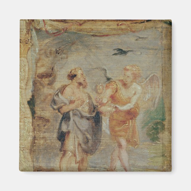 Elijah Receiving Bread and Water from an Angel Magnet (Front)