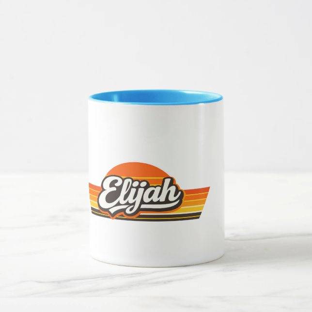 Elijah Retro Sunset Name Design Mug (Center)