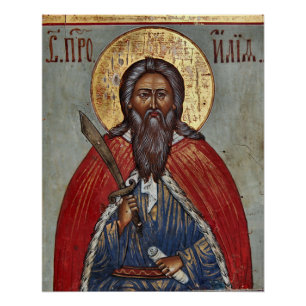 Elijah the Prophet with a Sword Orthodox Icon Poster