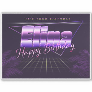 Elina Name Vorname lila retro Sticker Geburtstag