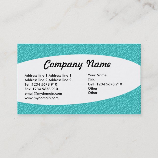 Eliptical - Cyan Embossed Texture Business Card (Front)