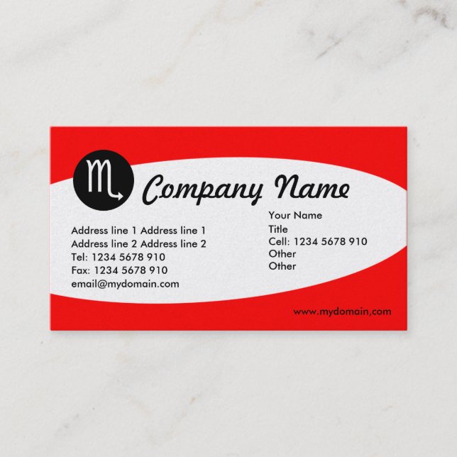 Eliptical Zodiac Gold - Scorpio Business Card (Front)