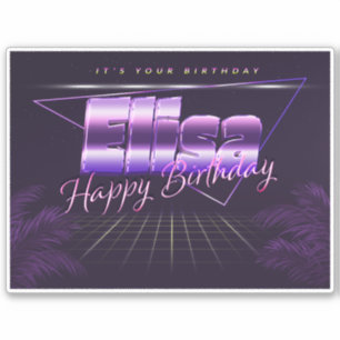 Elisa Name Vorname lila retro Sticker Geburtstag