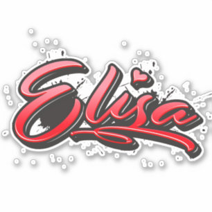 Elisa red Heart Graffiti Sticker