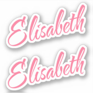 Elisabeth name in pretty pink cursive lettering x2
