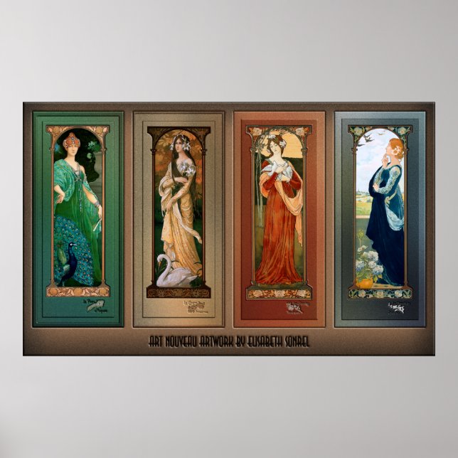 Élisabeth Sonrel Art Nouveau Maiden Bird Series Poster (Front)