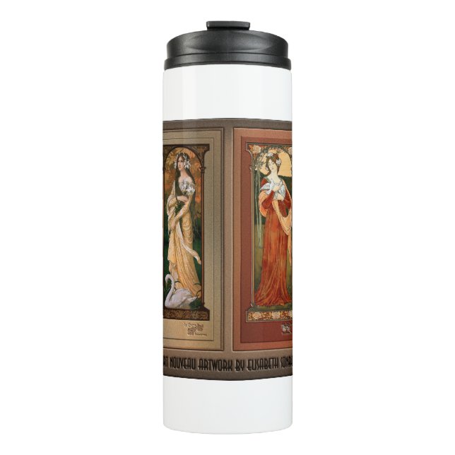 Élisabeth Sonrel Art Nouveau Maiden Bird Series Thermal Tumbler (Front)