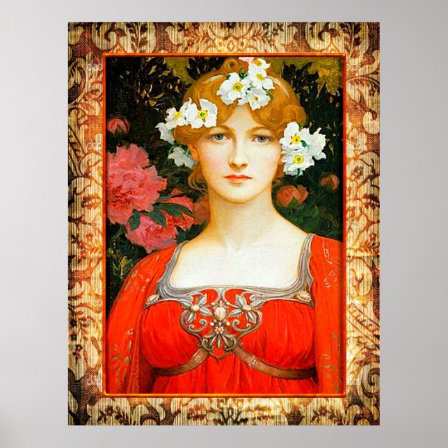 Elisabeth Sonrel Painting of a Maiden. Poster (Front)