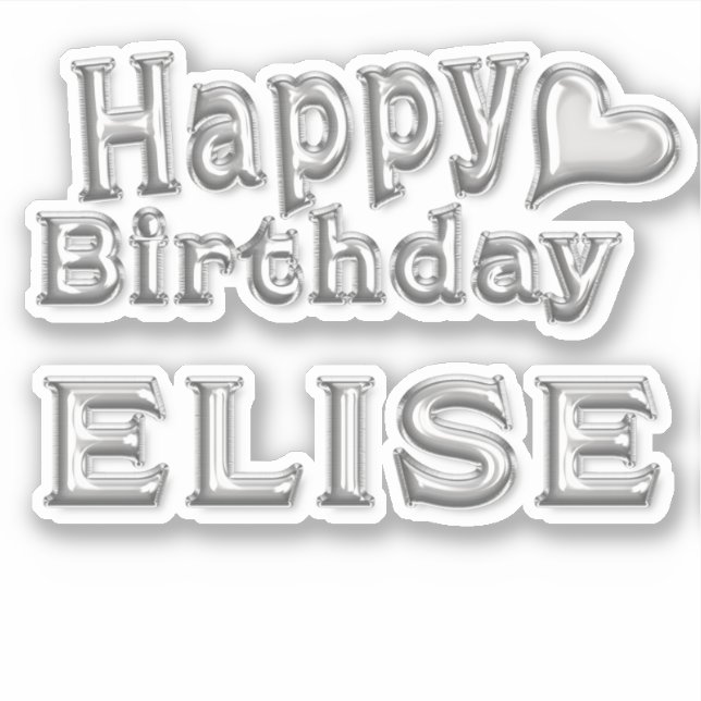 Elise Happy Birthday silver Sticker (Front)