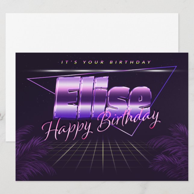 Elise Name First name lila retro card Birthday (Front/Back)