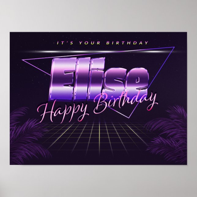 Elise Name Vorname lila retro Poster Geburtstag (Front)