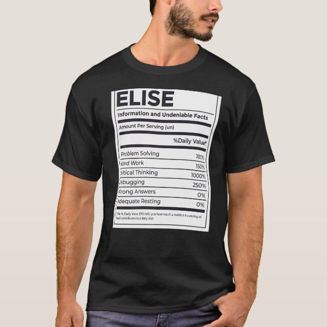 Elise Nutrition Information Problem Solving Hard W T-Shirt (Front)