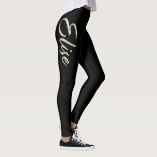 Elise white gold Handwriting trousers Leggings