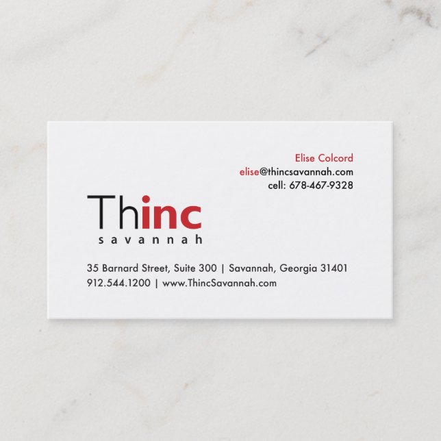 Elise's Business Card Thinc Savannah (Front)