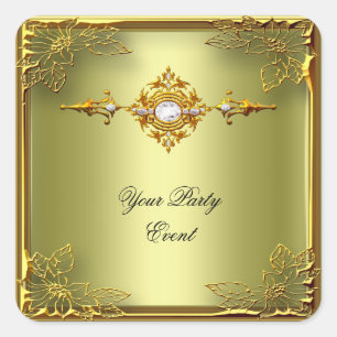 Elite Avocado Green Gold Square Sticker