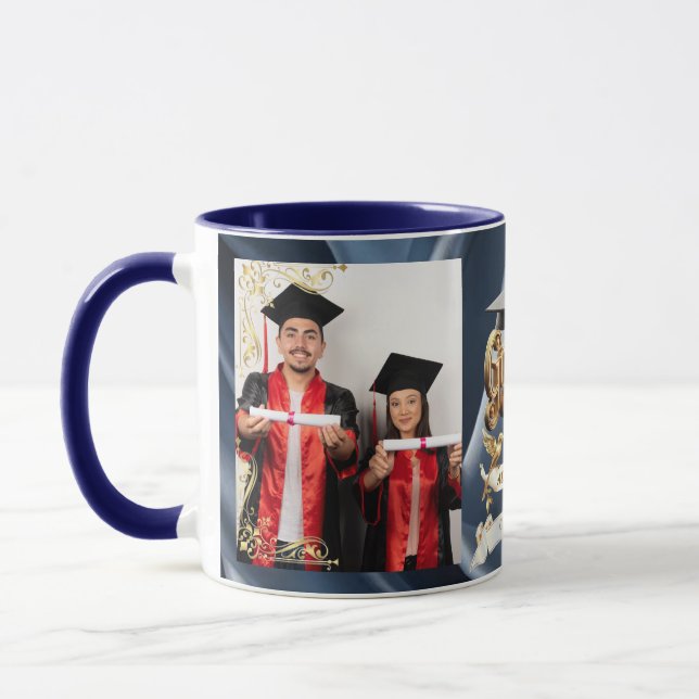 Elite BLEU-Marble & Gold Personalized Graduation Mug (Left)