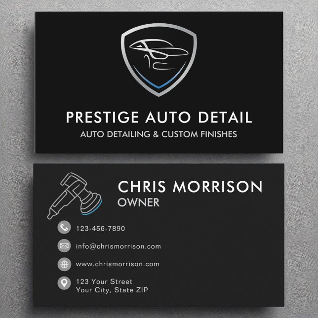Elite Car Wash and Vehicle Detailing Service Business Card (Creator Uploaded)
