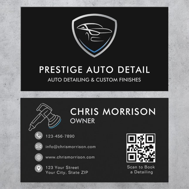 Elite Car Wash QR Code Vehicle Detailing Service Business Card (Creator Uploaded)