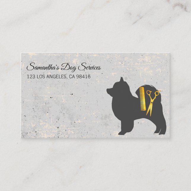 Elite Dog Grooming Elegant Golden Shears Business Card (Front)