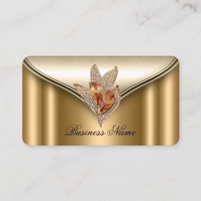 Elite Elegant Bronze Brown Gold Jewel Business Card (Front)