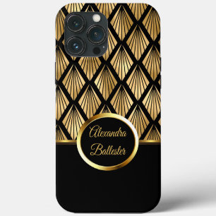 Elite Elegant Damask Art Deco Gold Black iPhone 13 Pro Max Case