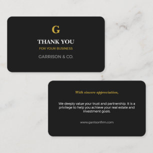 Elite Executive Black Gold Corporate Thank You Enclosure Card