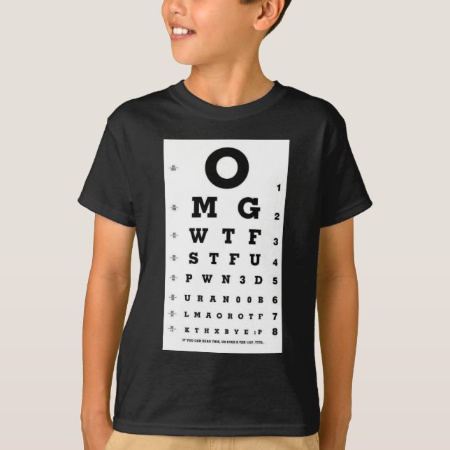 Elite Gamer Eye Chart T-Shirt (Front)
