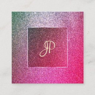 Elite Glitter Template Handwriting Script Modern Square Business Card