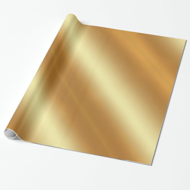 Elite Gold Look Elegant Modern Golden Glossy Gift Wrapping Paper (Unrolled)