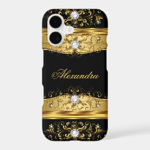 Elite Regal faux Gold Black Pearl Diamond Jewel