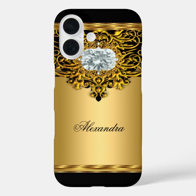 Elite Regal Gold Black Ornate Diamond Jewel 2 Case-Mate iPhone Case (Back)