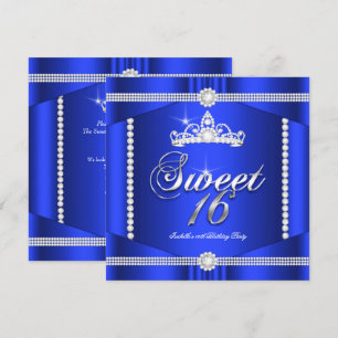 Elite Royal Blue Princess Sweet 16 Party Diamond Invitation