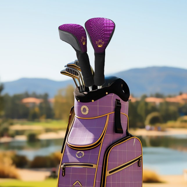 Elite Vivid Purple Faux Crocodile Monogrammed  Golf Head Cover (Elite Vivid Purple Faux Crocodile Monogrammed Crown Golf Head Cover )