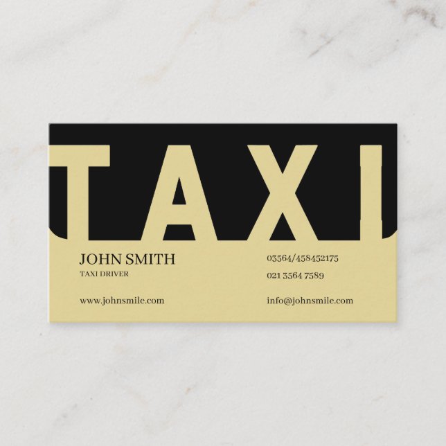 EliteTaxi Driver Business Card (Front)