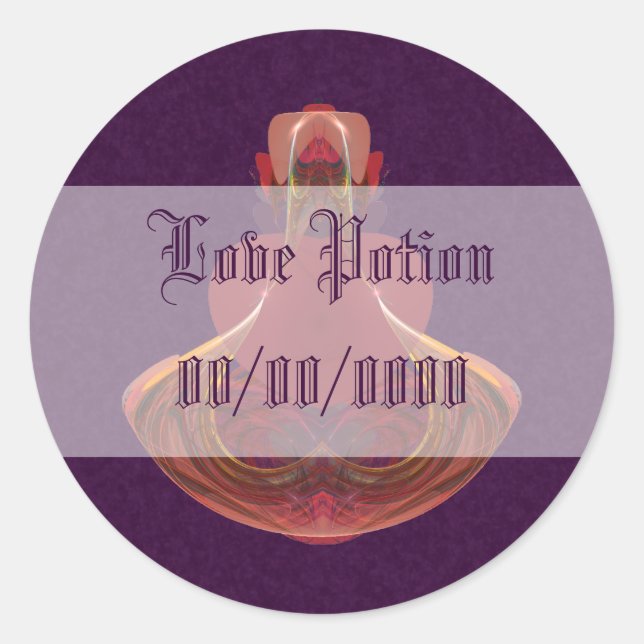 Elixir of Love Potion Bottle Fractal Classic Round Sticker (Front)